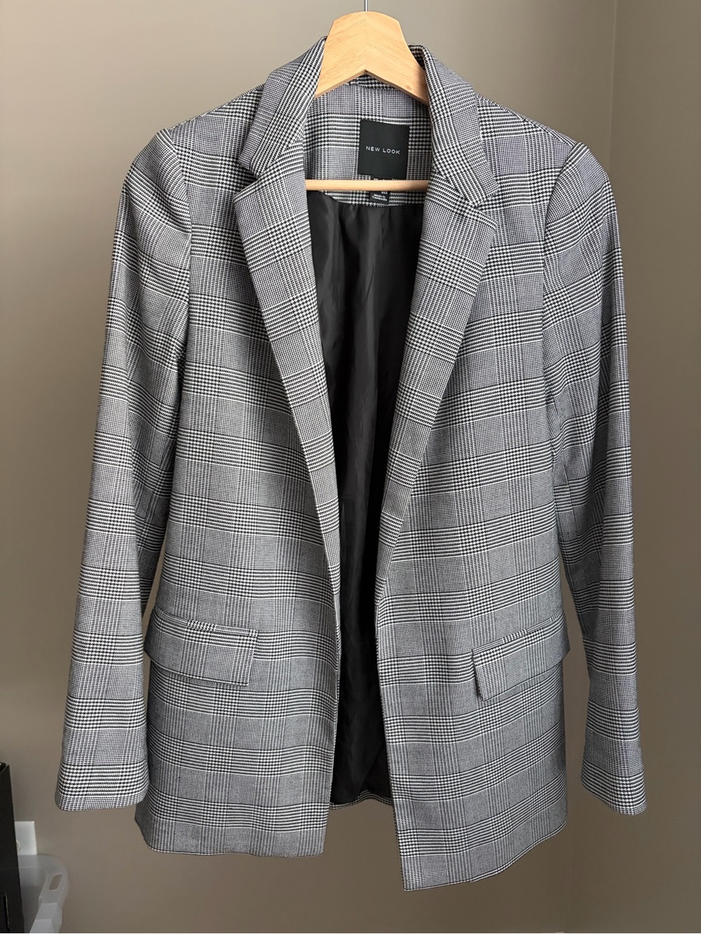 New Look Women's Grey Windowpane Plaid Blazer